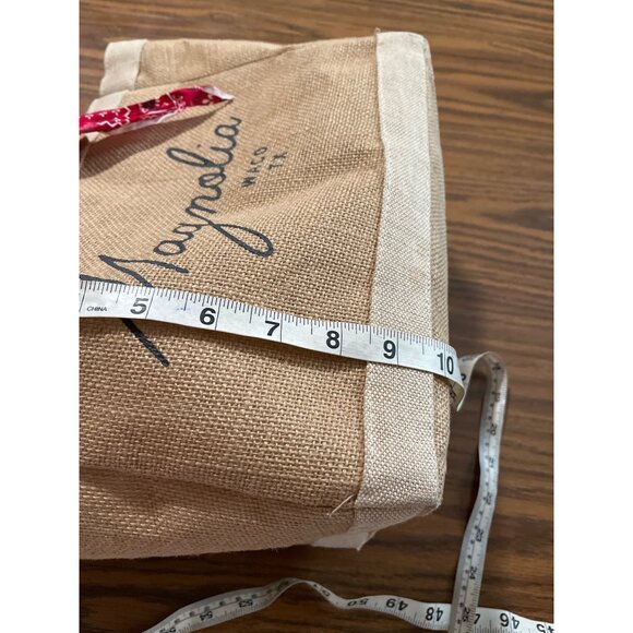 Apolis Global Citizen burlap short double handled bag with Magnolia Waco, TX on - Picture 5 of 9